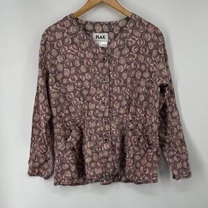 Flax Linen Multicolor Circular Pattern Blouse/Jacket